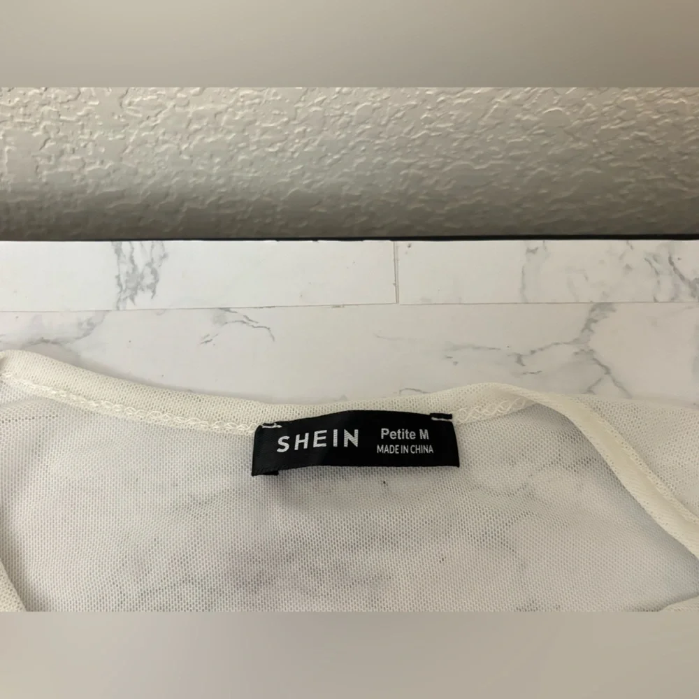 Shein Women Sz PM Petite Sleeve Crew Neck Sheet Top White Pullover Lot Of 2​